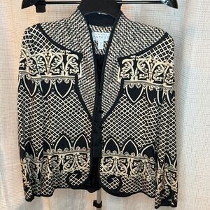 Adrianna Papell Black & Cream Patterned Jacket